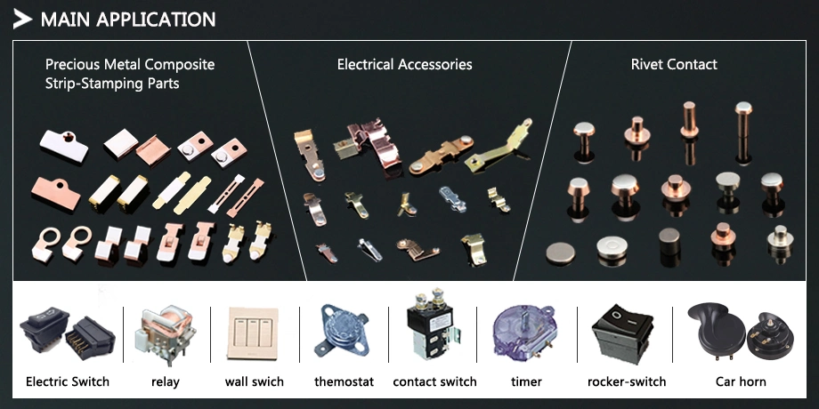 Tri-Metal Silver Contact Rivets for Moving Contact Micro Switch-Mv25