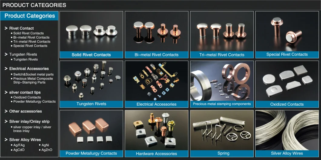 Electrical Contact Tips for Circuit Breaker Contact Point for Terminal Silver Contact Tips for Controller