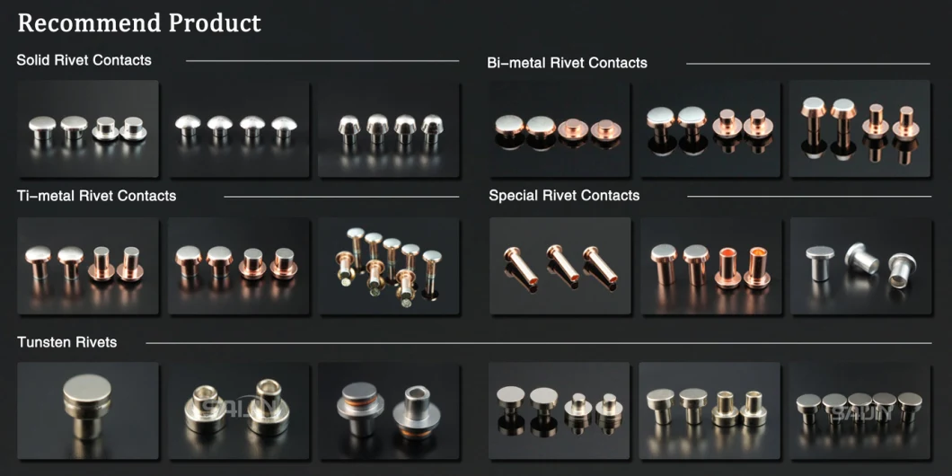 Shed Shape Solid Contact Rivet for Relays Electrical Contact Rivets for Switches Special Rivet Contacts for Timers