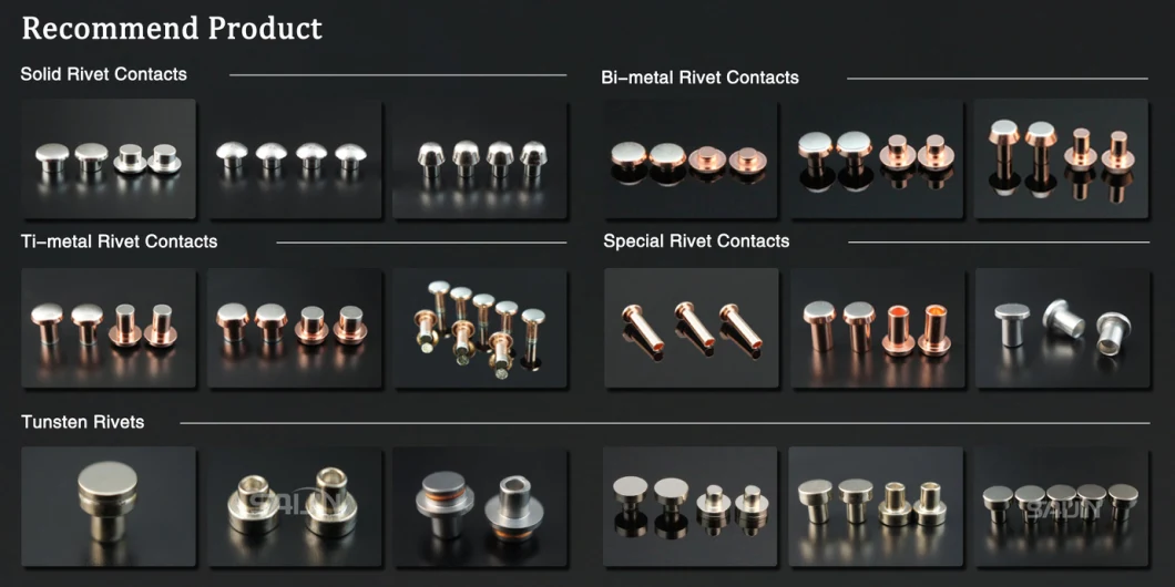 Electrical Silver Contact Tips for Switch Contact Point for Breaker Pewder Metallurgy Contacts Point for Switch